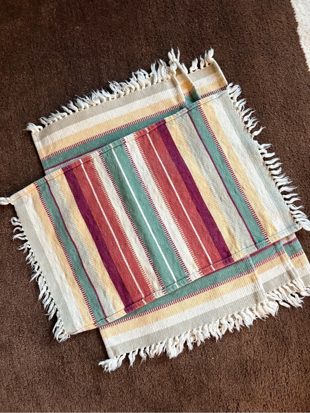 Striped Woven Fringe Placemats (4)